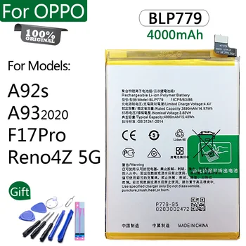 100% Оригинална Батерия BLP779 За OPPO A92s A93 2020 F17 Pro Reno4Z 5G 4000 ма Висококачествен Взаимозаменяеми Батерия