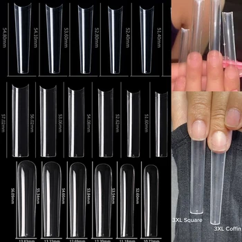 120шт 3XL Квадратен Директен Удължен Външен ноктите с Пълно Покритие Изкуствени Акрилни режийни върховете на Ноктите Прозрачна Прес-инструменти за маникюр за нокти