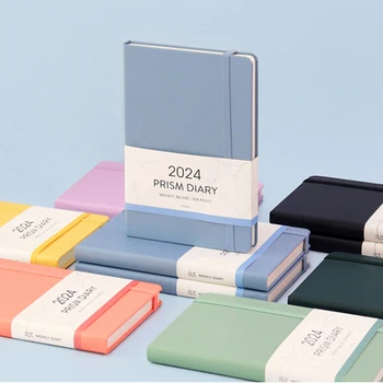 2024 Корейски Модерен дневник Prism B6 Band, записная книжка, седмично в твърди корици, планиране на дневен ред, списание 208P, Безплатна доставка