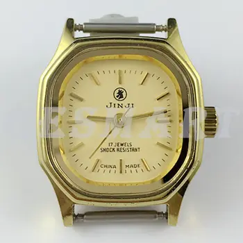 26 мм ШАНХАЙ JINJI Ръчни механични дамски часовници 17 инча със Златен Квадратен Корпус