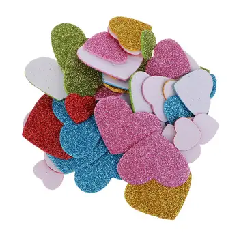 50 бр Блестящи Стикери във формата на Сърца от Стиропор, Стикери за стени на детска градина 