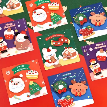 60 листа Коледни стикери с анимационни герои, бележник сладък форма, Украса за коледни подаръци, самозалепващи отметки, ученически пособия