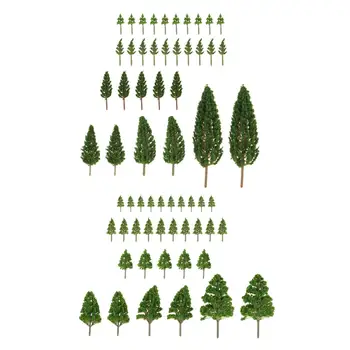 62 Бр. Модел дървета Диорама Дърво железопътен Зелен Пейзаж Дърво Мини Пейзаж Дърво diy Ландшафтно оформление на Жп Декор