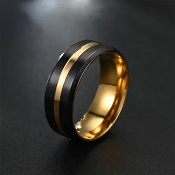 8 мм Черен пръстен за Мъже и Жени, годежни пръстени с дъгова канавкой от неръждаема стомана, Модни Братски пръстени, ежедневни мъжки бижута e033