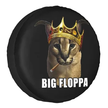 Big Floppa King Crown Poppa Meme Калъф за резервна гума Чанта за Джип Hummer Автомобилни Защитни аксесоари за колелата