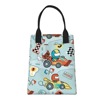 Cartoony състезателна кола, Голяма Модерна чанта за пазаруване с дръжка, множество пазарска чанта От здрав винтажной памучен плат