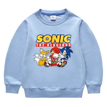 Cartoony Таралеж Sonic с дълги ръкави, благородна игрална периферия, Детски пролетно-есенния Нов Пуловер с кръгло деколте, памук топ