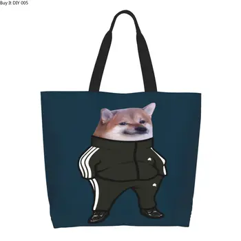 Cheems Doge Shiba Inu, Мем, Чанта за пазаруване, Дамски Модни Холщовая чанта за пазаруване, по-Голямата голям чанта