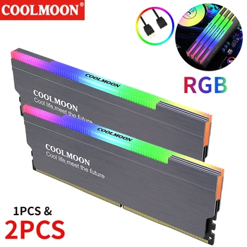 COOLMOON 5V 3PIN ARGB RAM Радиатор, Радиатор, КОМПЮТЪР Cooler Адресуемый Охлаждащ Жилетка Радиатор за DDR3 памет DDR4 Настолни КОМПЮТРИ Ram Memory