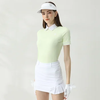 Golfist Golf Дамски Лятна Тениска с къс ръкав и яка-листче, бързо съхнещи Дебнещ Еластични Блузи за голф, Дамски Ежедневни, Спортно облекло