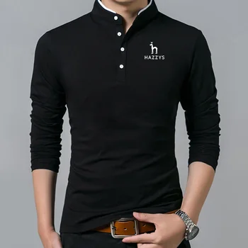 HAZZYS 2023, Нова Мъжка тениска за Голф с дълъг ръкав, Класическа Однотонная Тениска за младите хора и на средна възраст, Модерен Бизнес и Ежедневни Мъжки ПОЛО Риза