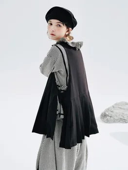 imakokoni 2023 есенна новост оригинален дизайн, плиссированная блуза, жилетка, тънка жилетка 234263