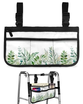 Ins Стил на Тропически растения, Листа от Евкалипт, Подлакътник за инвалидна количка, Странично склад, Множество джобове, Подвесная чанта за съхранение