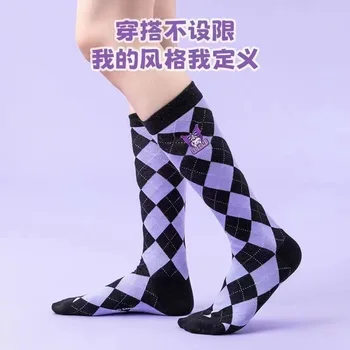 Kawaii Sanrioes Аниме Kuromi Дамски Дълги Чорапи в стил Лолита 