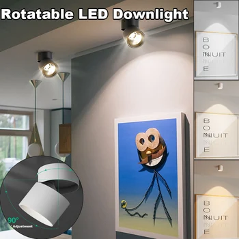 Led Тавана Лампа LED Spot Downlight 10/15/25 W, осветителни Тела за Повърхностен монтаж, Тънък Сгъваем Прожектор за Всекидневната, Растерни Тавани