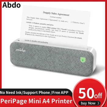 PeriPage A40 Преносим Мини термопринтер на хартия с формат A4 фото принтер с мобилен телефон Безжичен Bluetooth за документооборот A4Printer