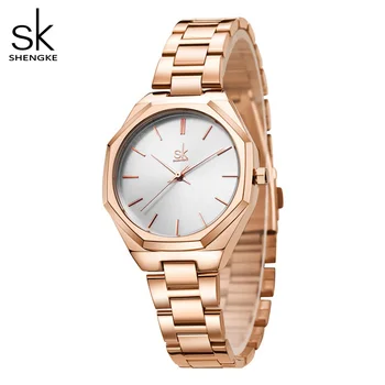 Shengke, Нови модни дамски часовници, от висок клас марка, Луксозни творчески дамски часовник-гривна, Дамски кварцов Водоустойчив часовник, подарък