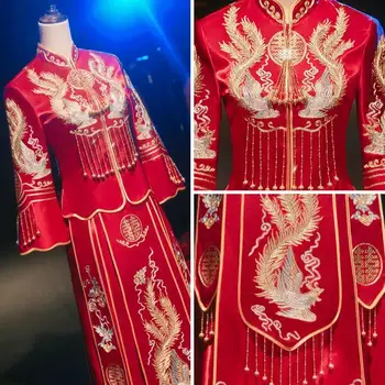 Yourqipao Китайски дрехи Xiuhe 2023 Традиционни Сватбени рокли, Сватбени рокли, Винтидж Облекла, Комплекти за Сватбени рокли в Голям размер