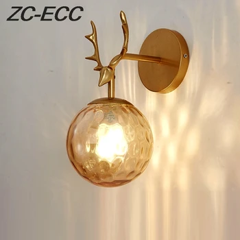 ZC-ECC Скандинавски Дизайн с Оленьими Рога, Метален Стенен Светлини, Led Нощни Лампа за Спални, Златни/Черни Сутиени, монтиран на стената Лампа За Дневна, Домашен Лампа E27
