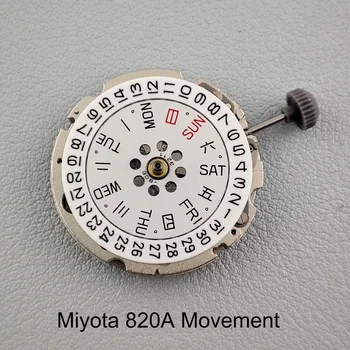 Аксесоари За часовници Miyota 820A Усъвършенстван Механичен механизъм 821A Бял с двойна дата и самостоятелно ликвидация, машина за висока точност на Механизма Replaceme