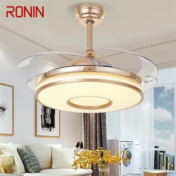 Вентилатор на тавана RONIN, лампа без остриета, Златна лампа с дистанционно управление, Модерен за дома, хол 110 В На 220 В
