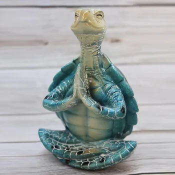 Градинска статуя на спокойствие морски костенурки, скулптура медитирующей морска костенурка за събиране, Статуята поза за йога, украса на градината и дома