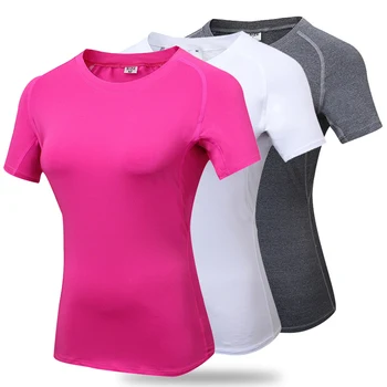 Дамски бързосъхнеща спортна тениска за йога, тънка тениска с къс ръкав, еластична фланелка за бягане, върхове за фитнес с логото на поръчка
