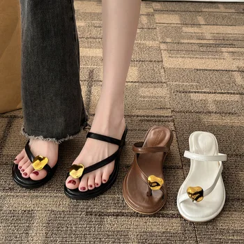 Дамски обувки Simplicity, Новост Лятото 2023, Висококачествени Джапанки-флопы, Сандали на средно токчета, Елегантни Дамски обувки на ток, Ежедневни дамски обувки