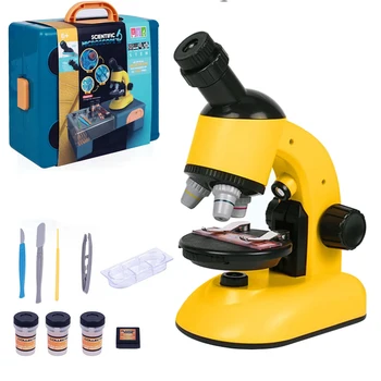 Детски Набор от биологични микроскопи, лабораторни led 1200X, начална училищна научна развитие на играчки за Коледни подаръци за Деца