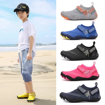 Дишаща бързосъхнеща Водна обувки за деца, които вървят нагоре по веригата, Нескользящая Градинска спортна плажната обувки, Детски износоустойчиви маратонки на бос за момчета