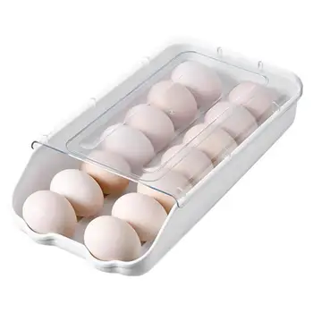 Държач за яйца За хладилник, Органайзер за яйца За хладилник С автоматично валиране, 14 Яйца, Штабелируемый Опаковка, Съхранение на яйца