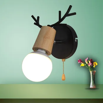 Европейският желязната стена лампа в стил ретро, стенни лампи в стил loft, декоративно изкуство, лампа E27, Стенно осветление за всекидневната, монтиран на стената лампа buckhorn Z30