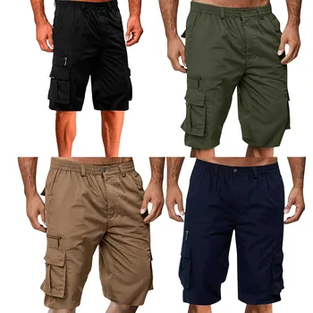 Ежедневни панталони-карго с множество джобове, мъжки Свободни улични ежедневни панталони, четвърт панталон, Шорти за тренировки