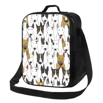 Забавна чанта за обяд с шарени кучета бик, утепленная чанта за обяд, за жени, подарък за домашни любимци, термоохладитель, обяд-бокс за младежи