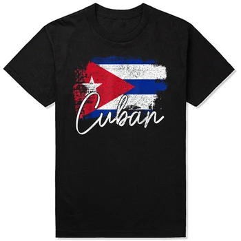 Забавни тениски с винтажным флага на Куба, Гордостта на Куба, Летен класически старата школа графичен стил, къс ръкав, подаръци за рожден ден, тениски за мъже
