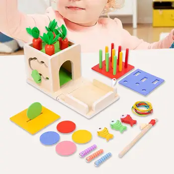 Игра комплект за деца в Монтесори, Дървена кутия за играчки, Образователни играчки за деца в Монтесори забавни играчки за деца, 1, 2, 3 години