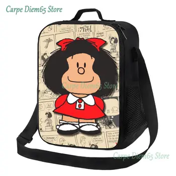 Изработена по поръчка реколта чанта за обяд Mafalda Manga, Дамски топло чанта-хладилник, изолирани обяд кутии за деца в училищна възраст