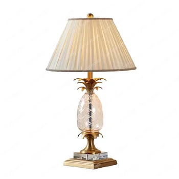 Изцяло Медна Кристално Чиста Мед Настолна лампа в европейския и американския стил, Класическа дневна, Трапезария, Нощна лампа за спални