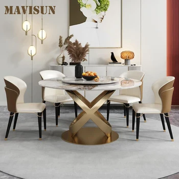 Италиански маса за хранене, мека луксозна каменна дъски с превръщането маса, модерна Проста домакински мебели за кухненската маса и стол