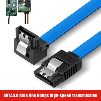 Кабел за предаване на данни SATA 3,0 Под прав ъгъл от 90 Градуса Кабел SATA III на 6.0 gbps Черен Замък от 40 cm Кабел За SATA твърди дискове, SSD CD / DVD
