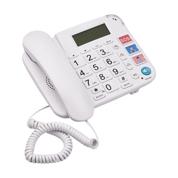 Кабелен телефон Голям бутон Настолен Стационарен телефон Телефонна поддръжка на Бърз набор от /Регулиране на силата на звука на звънене за възрастни хора Дом Офис