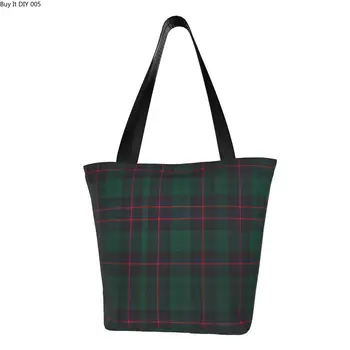 Кавайные модерните чанти за пазаруване в клетка от шотландки, за многократна употреба холщовые чанти за пазаруване, чанта за пазаруване