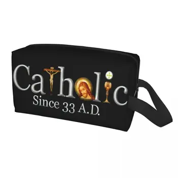 Католическата косметичка с 33 години крумовград, Женски Козметични Органайзер за пътуване, модни чанти за съхранение на тоалетни принадлежности с разпятието на Исус, Евхаристия