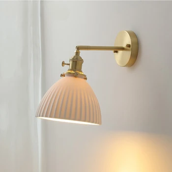 Керамични Луксозен Стенен лампа в скандинавски минималистичном стил Ins, Нощна лампа за спални, Ретро Led Декоративно Персонализирани осветление трапезария