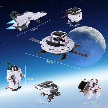 Креативен 6 В 1 Слънчев Робот Кола Космически Кораб Играчки Технологични Научни Комплекти Solaire Енергийни Технологични Джаджи Научна Играчка За момчета