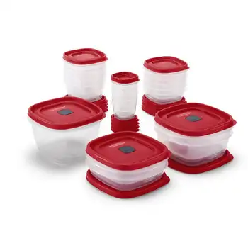 Луксозен комплект от 40 червени съдове за съхраняване на продукти с вентилация: удобна, устойчива и множество колекция за вашия дом и