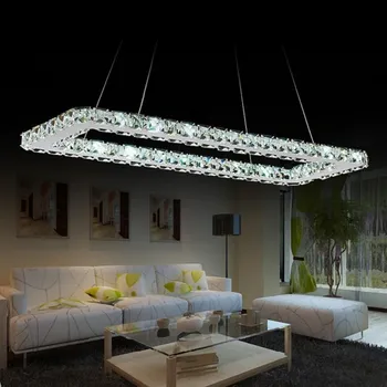 Луксозна Квадратна Сребърна кристален led полилей, кристален led лампа/Лампа/Светлинното устройство, Модерни полилеи led, осветление