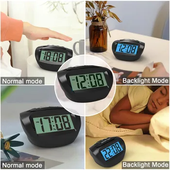 Малко Digital alarm clock Синя Подсветка на задния панел, Звука на алармата, Основни часовник, LCD дисплей, Четене цифри, Повтарям, се Захранва от батерия, Reloj De Pared