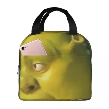 Мем е с лице Шрек, термоизолированная чанта за обяд, изолирано чанта за bento, торби за Многократна употреба за хранене, Голяма чанта за обяд, плажна чанта за ученици