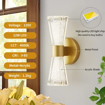 Модерен led златен монтиран на стената лампа за огледало в банята, прикроватной нощни шкафчета в спалнята, коридор, коридор, стенни свещника, вътрешни стенни лампи, стенни лампи